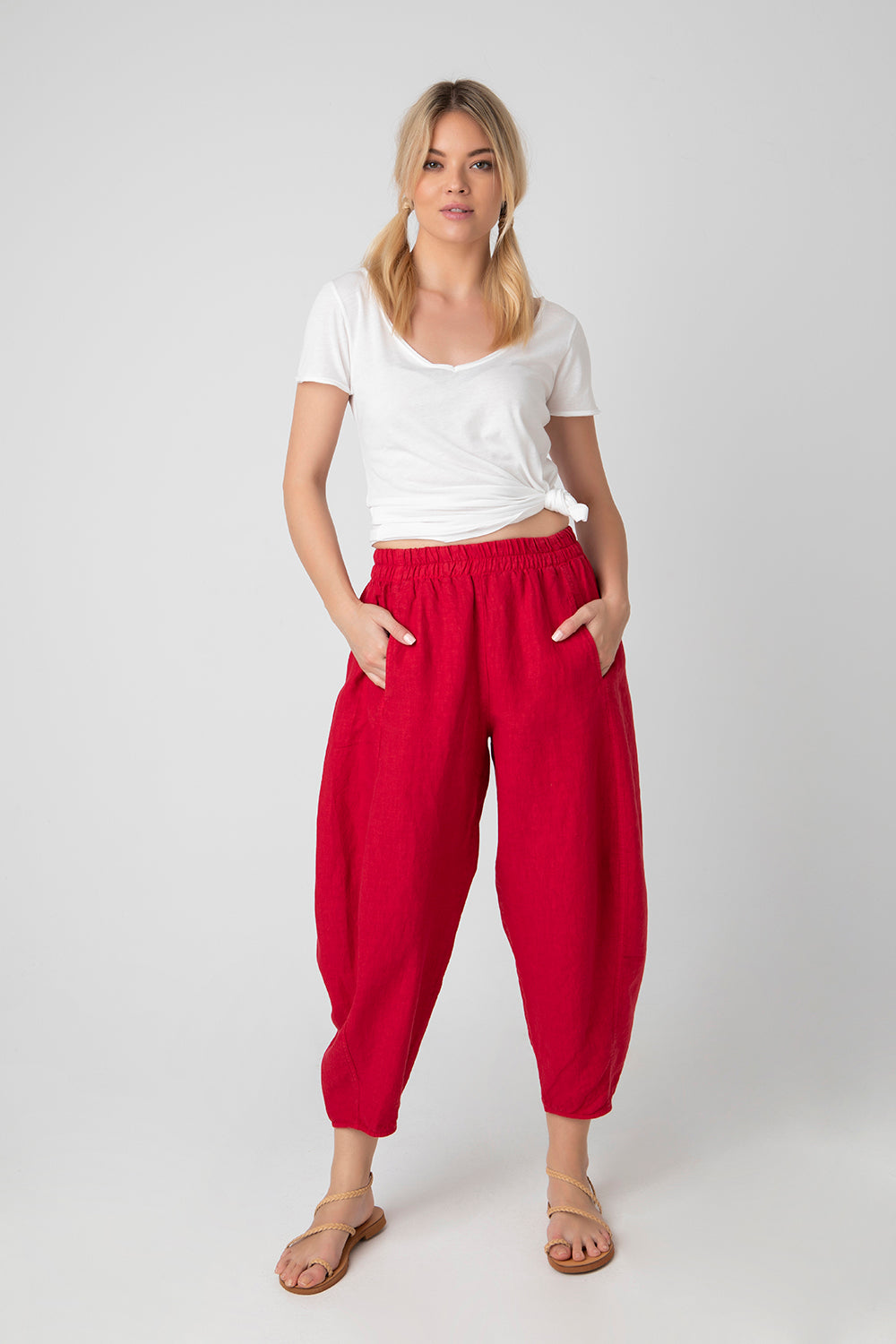 
                  
                    Genie Pant Red front view
                  
                