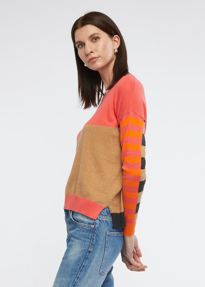 Eclectic Intarsia Jumper in Pink and Orange