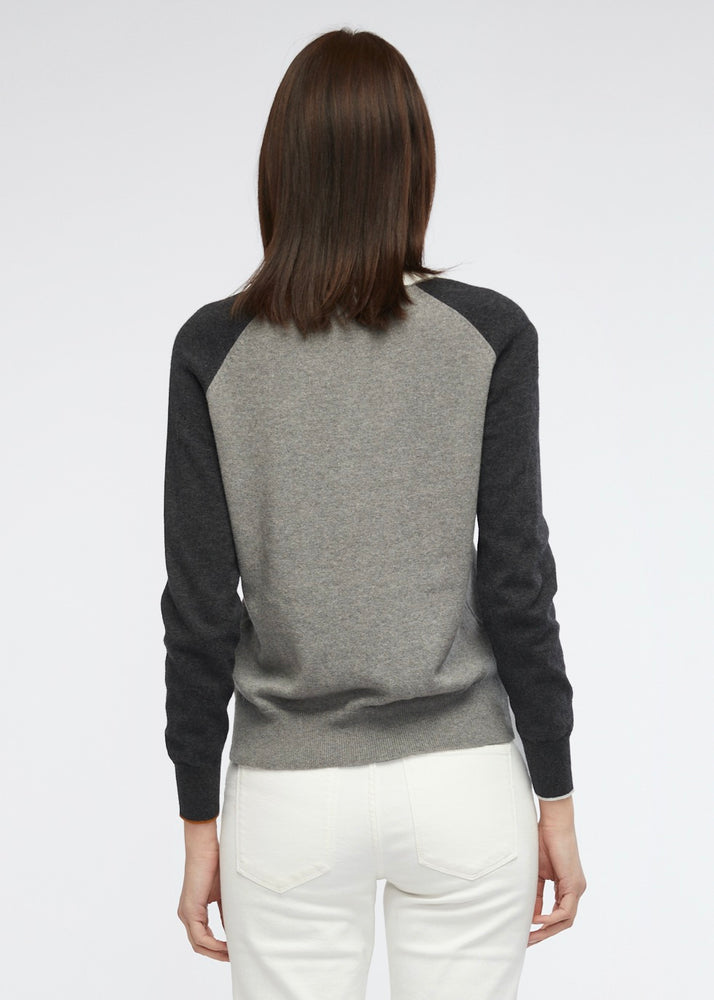 Fashioned V Neck jumper by Zaket and Plover in Grey and Black