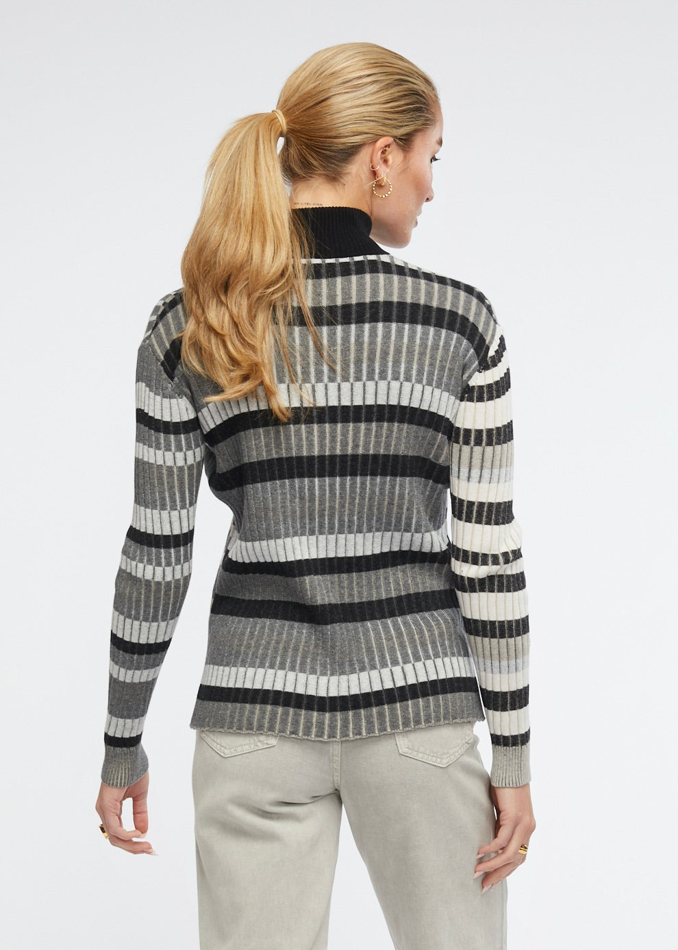 
                  
                    Black, white and Grey Zaket & Plover cotton and cashmere geometric Jumper
                  
                