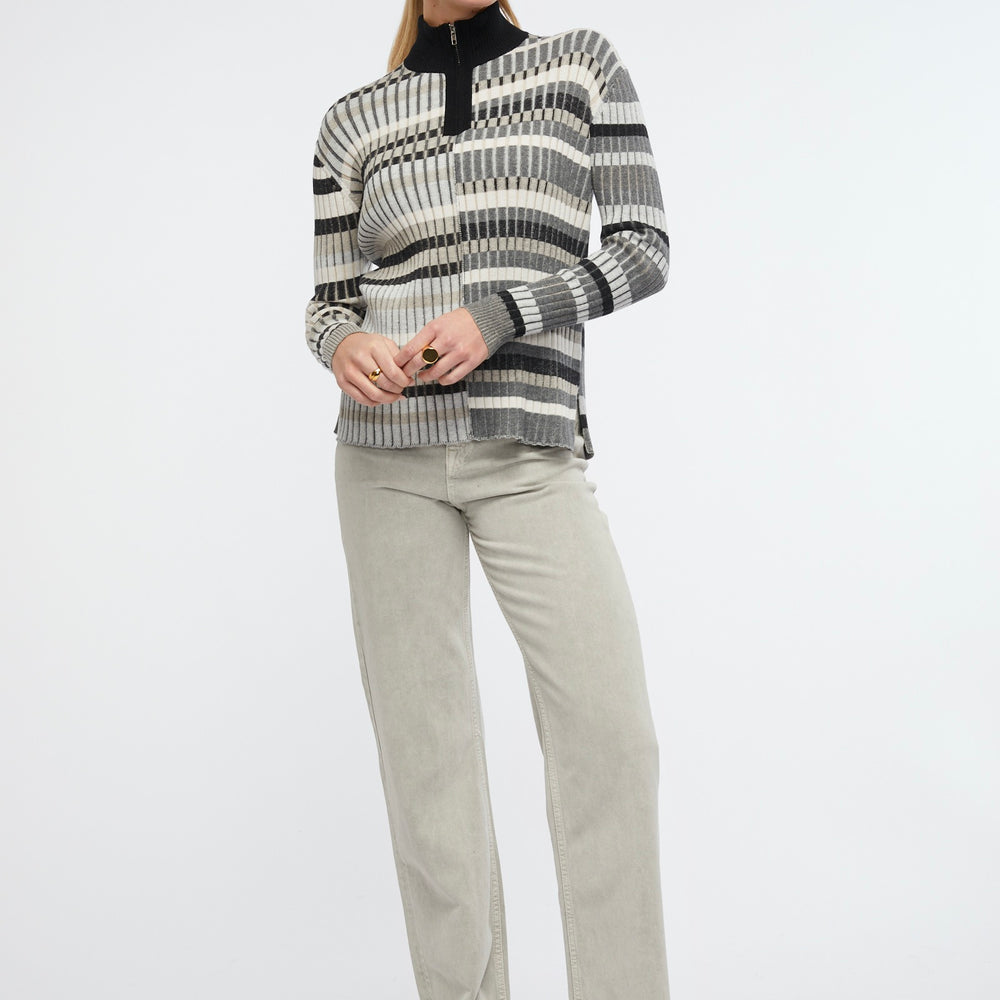 
                  
                    Black, white and Grey Zaket & Plover cotton and cashmere geometric Jumper
                  
                