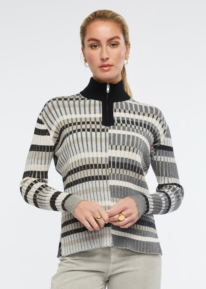 
                  
                    Black, white and Grey Zaket & Plover cotton and cashmere geometric Jumper
                  
                