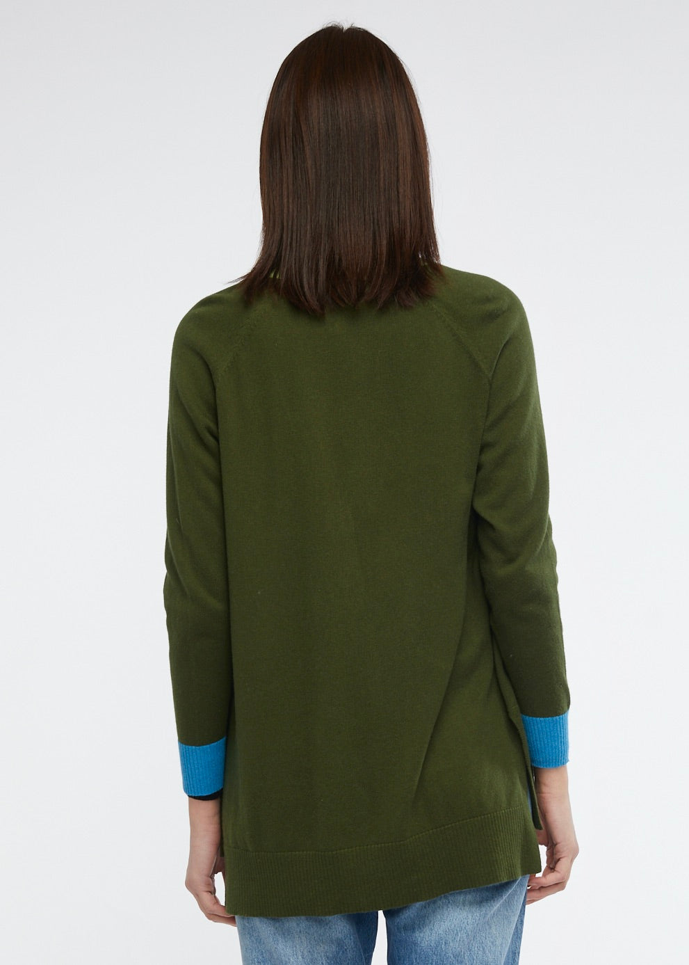 
                  
                    Dark Green Zaket & Plover Cashmere and Cotton Cardigan with light green and black button details
                  
                
