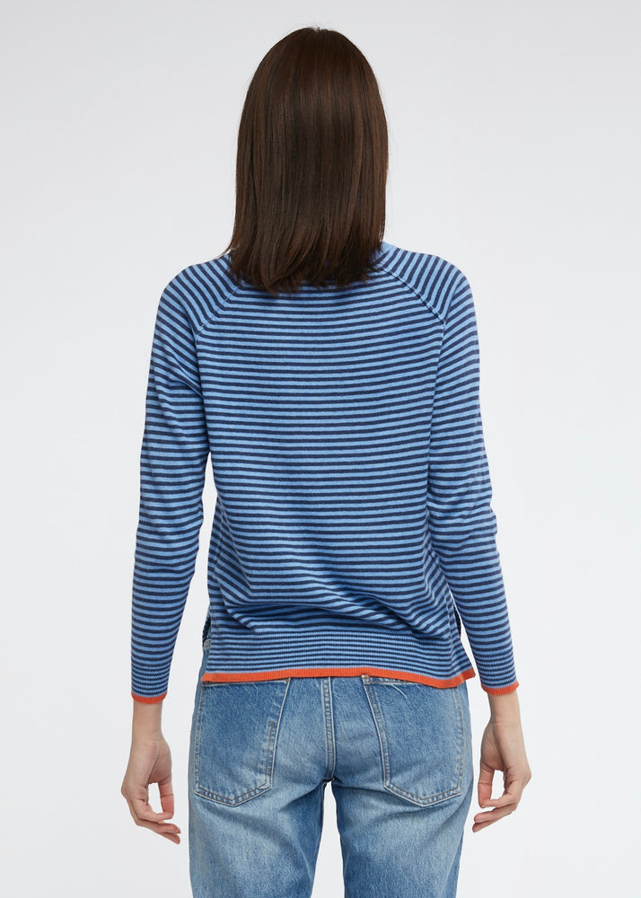 
                  
                    Zaket & Plover Navy and Grey striped Cashmere and Cotton Jumper
                  
                