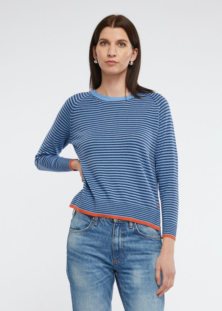 
                  
                    Zaket & Plover Navy and Grey striped Cashmere and Cotton Jumper
                  
                