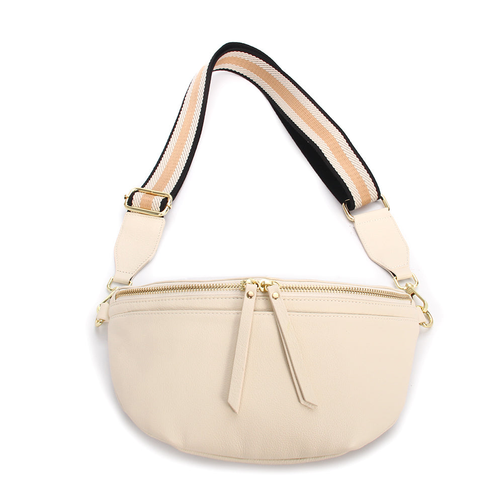 Cherish Leather Bag Off White/ Gold